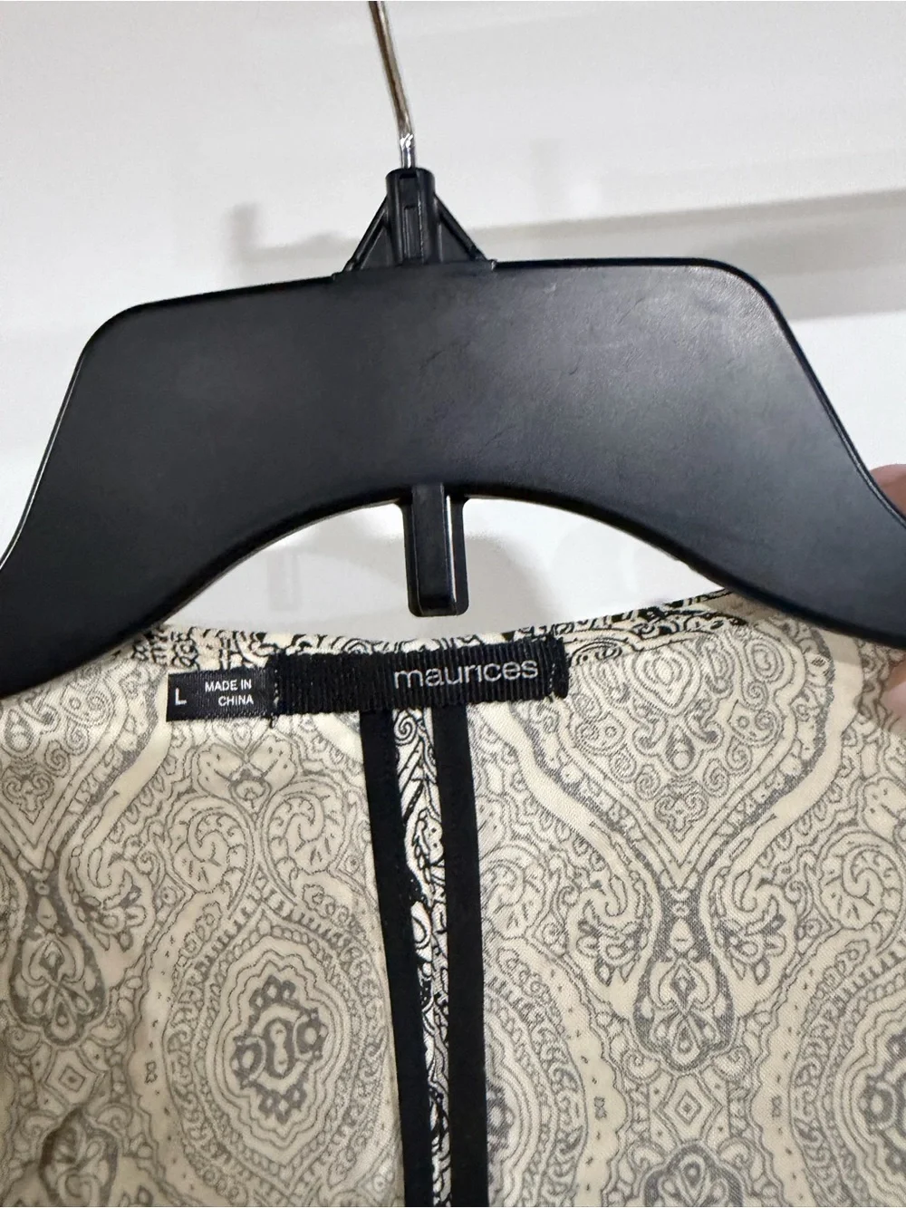Maurices Open-Front Paisley Cardigan - Cream/Black
